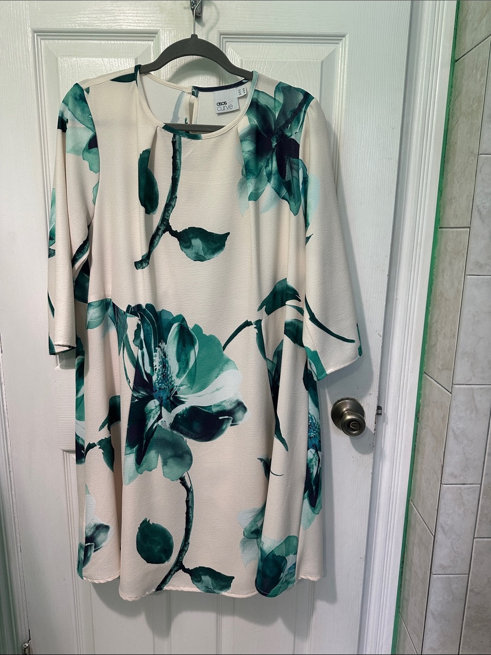 Midi Dress with Teal Floral Print
